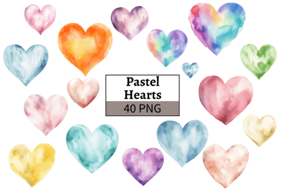 Download Watercolor Pastel Hearts Illustrations - Illustrations Collection