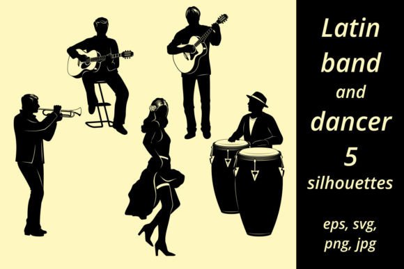 Download Latin Musicians and Dancer Silhouettes - Premium Resources